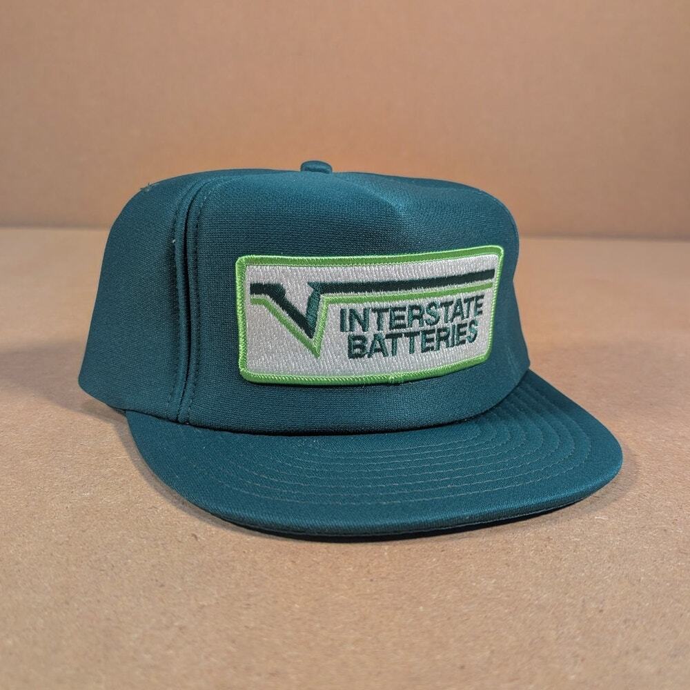 Vintage 80s Interstate Batteries Trucker Hat Foam Snapback Auto Parts Promo